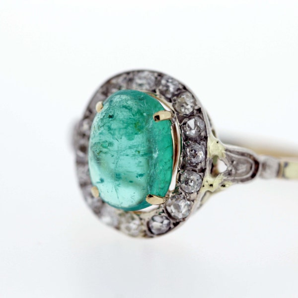 Two Tone Diamond and Emerald Ring