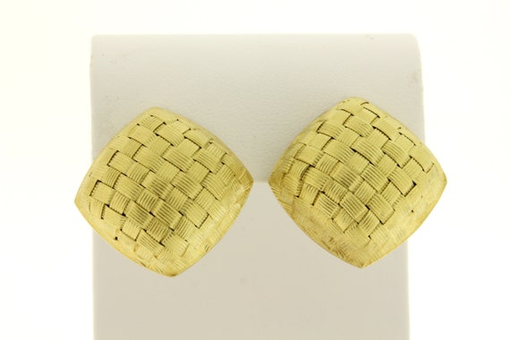 Tight weave Basket woven Style 18K Square Puffed … - image 6