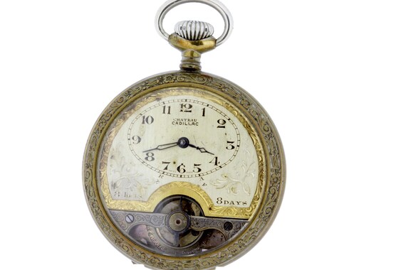 Chateau Cadillac 8 Day Pocket Watch Openscape Plated Engraved Case 6 Jewel Movement Etsy