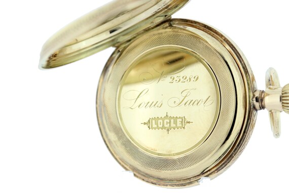 Louis Jacote Locle 14K Yellow Gold Pocket Watch w… - image 4
