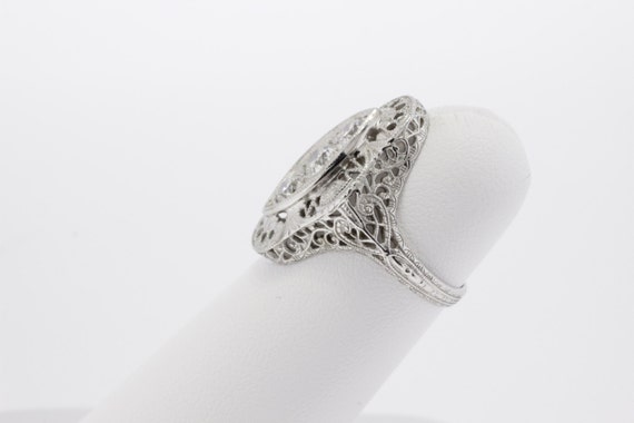 Ladies 14k White Gold Filigree and Diamond Ring - image 4