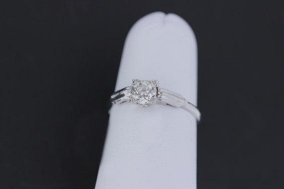 14K Solitaire Diamond Ring with milgrain Detail - image 3