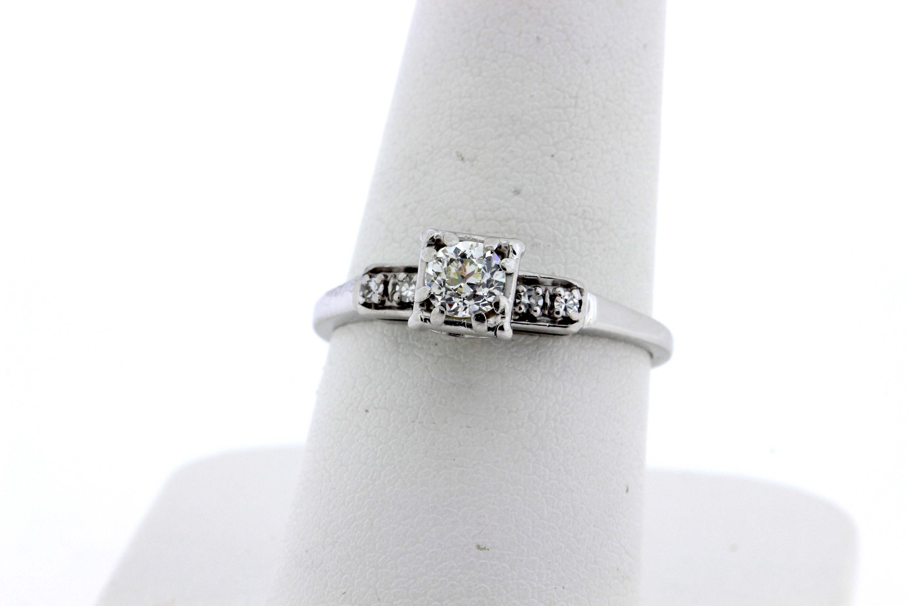 18K White Gold Diamond Engagement Ring Classic | Etsy