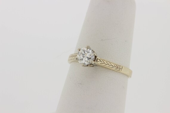 Two Tone Diamond Solitaire 14K Yellow  and White … - image 2