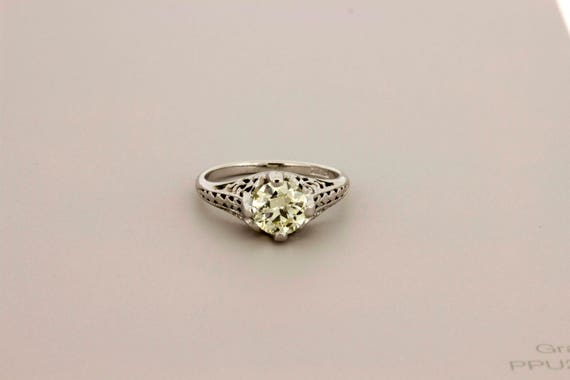 18K White gold Filigree Solitaire 1ct diamond Rin… - image 7