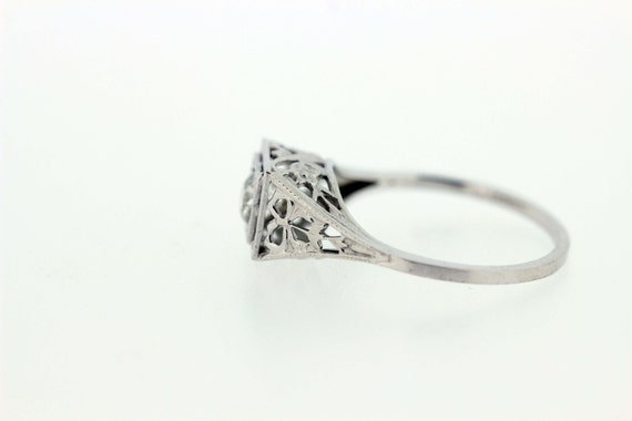 18K Filigree Diamond Ring with Bows and Flowers  - image 2