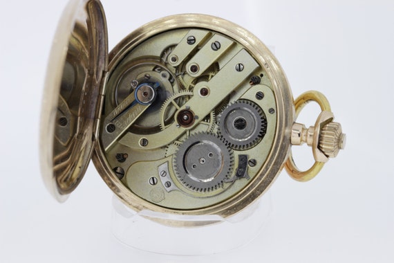 14K   Gold Eclipse Movement Pocket Watch with Han… - image 3