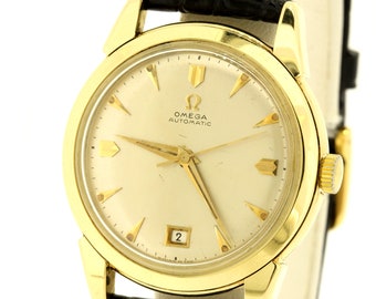 1950s Vintage Omega Reloj de pulsera 18K Amarillo Esfera automática de fecha