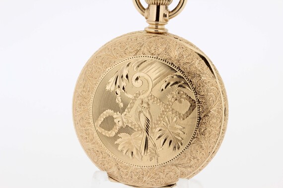Gold Filled Elgin Pocket Watch with Engraved Bird