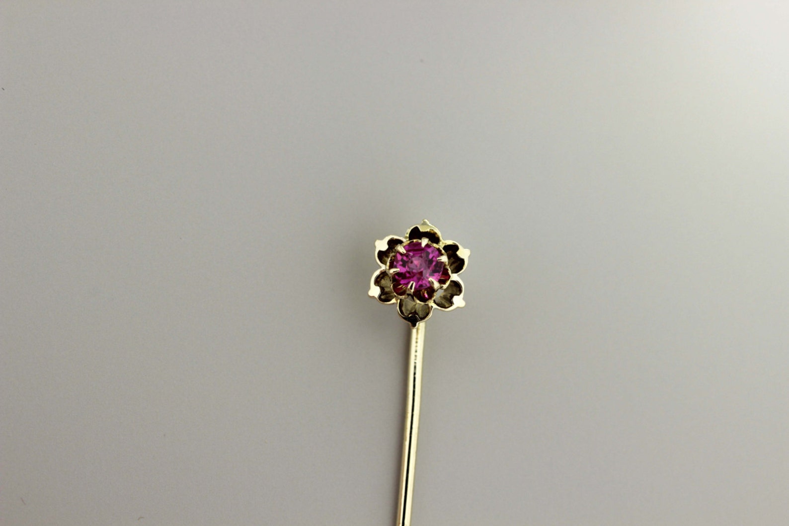 Flower Stick Pin With Synthetic Ruby - Etsy