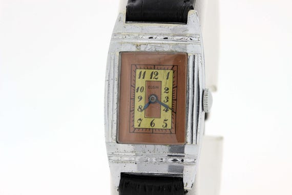 Elgin Wrist watch With Geometric Engraved Case  - image 1