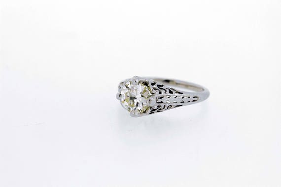 18K White gold Filigree Solitaire 1ct diamond Rin… - image 3