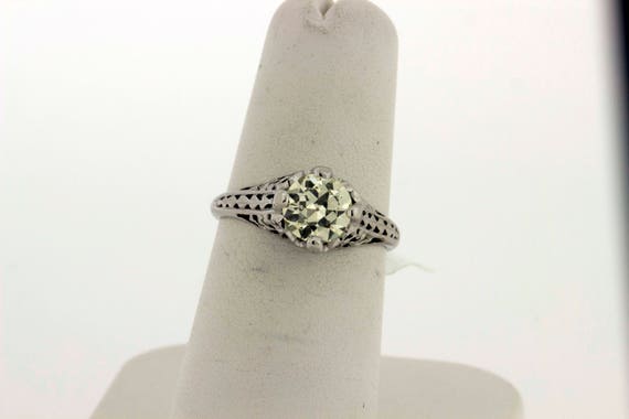 18K White gold Filigree Solitaire 1ct diamond Rin… - image 4