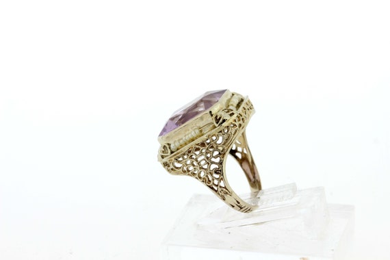 14K Gold Filigree Purple Amethyst Ring with Seed … - image 8
