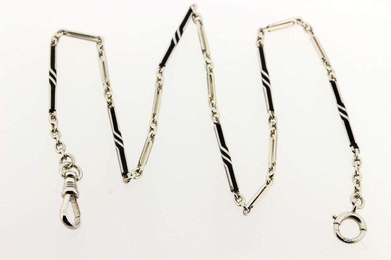 14K White Gold Pocket Watch Chain Etsy