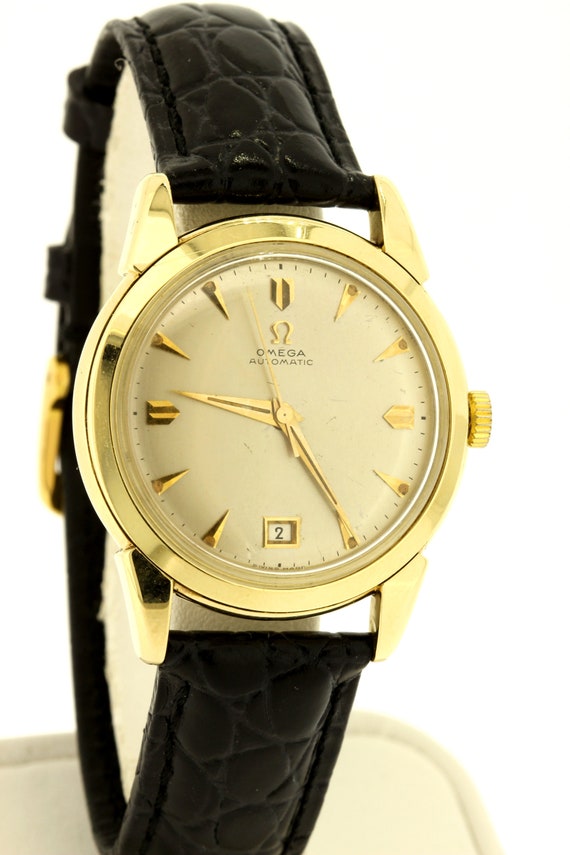 1950s Vintage Omega Wrist Watch 18K Yellow Automa… - image 4