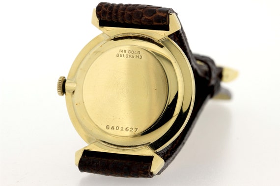 14K Yellow Gold Vintage Bulova Men's Wrist Watch … - image 4