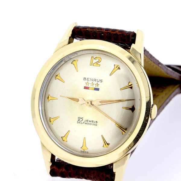 10K Gold Filled Benrus 25 Jewel Movement Self-winding Wrist Watch Waterproof