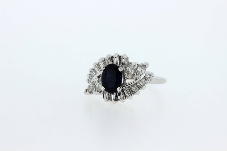 14K Gold Sapphire ring with .60ctTW Diamonds image 5