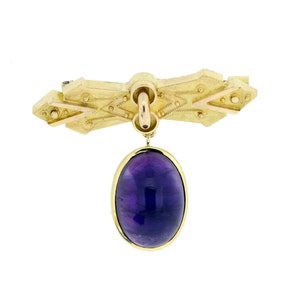 14K Gold Amethyst Brooch image 5