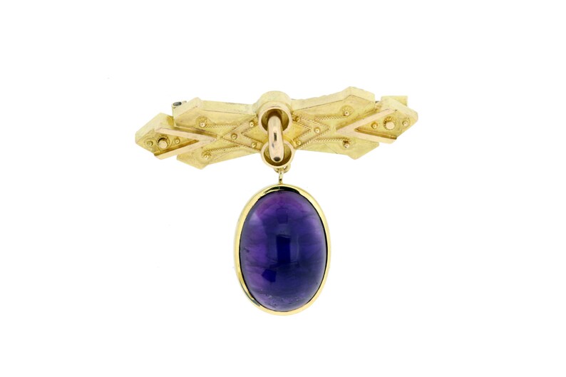 14K Gold Amethyst Brooch image 5