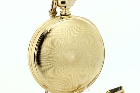 14K Gold Elgin Pocket Watch with Chain and Fob - image 3