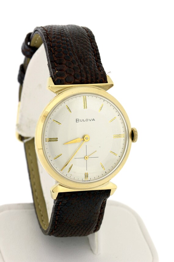 14K Yellow Gold Vintage Bulova Men's Wrist Watch … - image 9