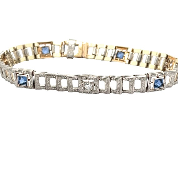 1920's Sapphire and Diamond Bracelet - image 1