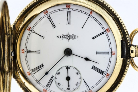 Gold Filled Vintage Pocket Watch by Illinois Watch CO - Etsy  display picture 2