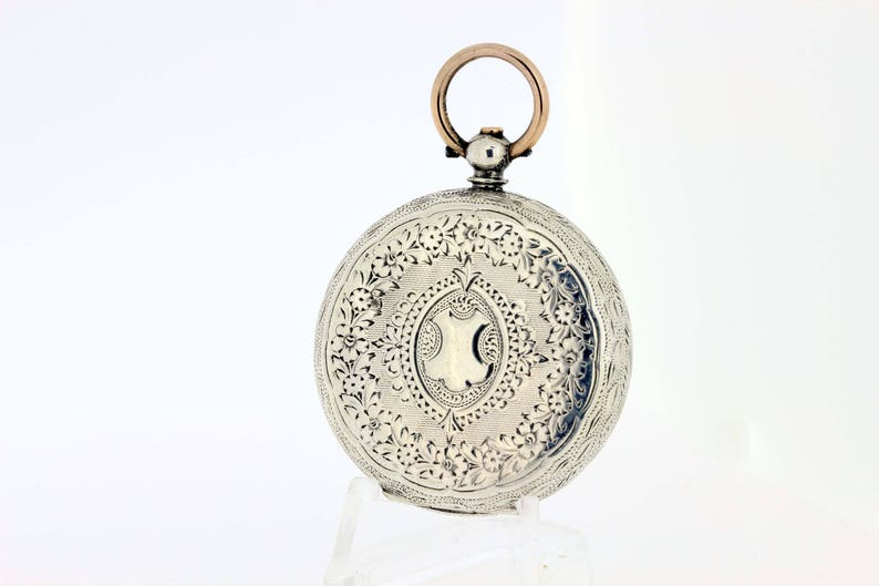 1800s Silver Pocket Watch With Ornate Dial Etsy