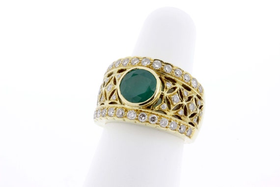 Stunning Vivid Green Emerald and Diamond Ring 18K… - image 7