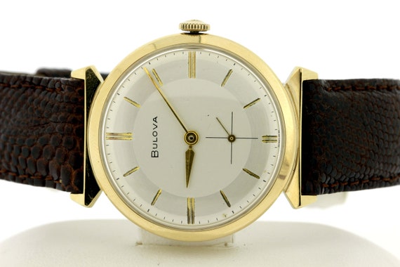 14K Yellow Gold Vintage Bulova Men's Wrist Watch … - image 7