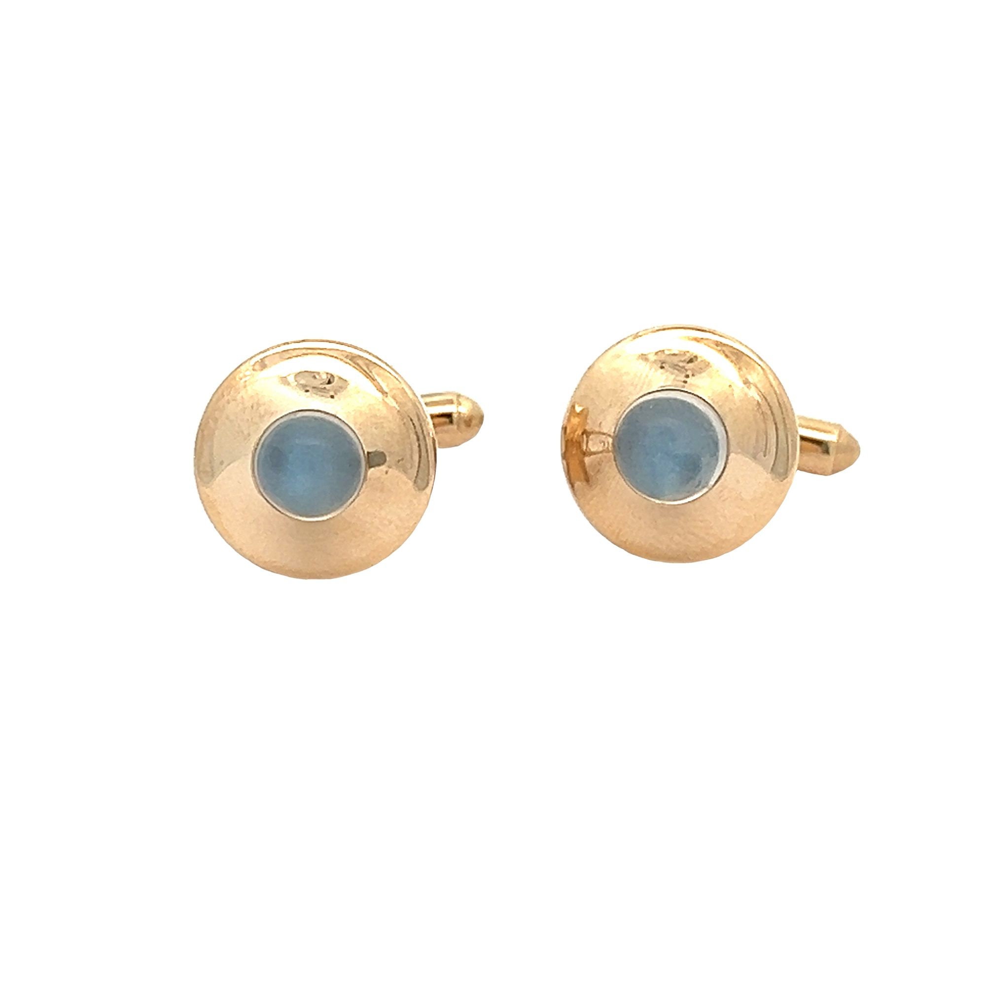 Boutons De Manchette Vintage Or Et Pierre De Lune - Occasion, Bon état