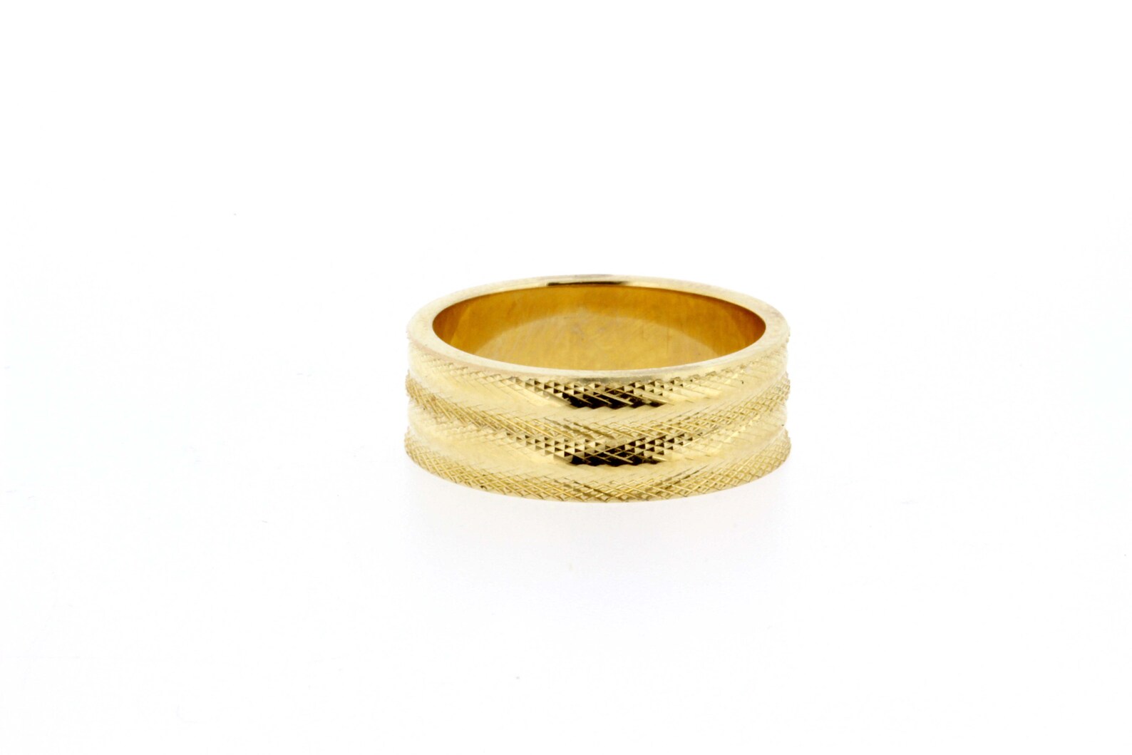 14K Yellow Gold Diamond Cut Pattern With Wave Pattern Wide - Etsy