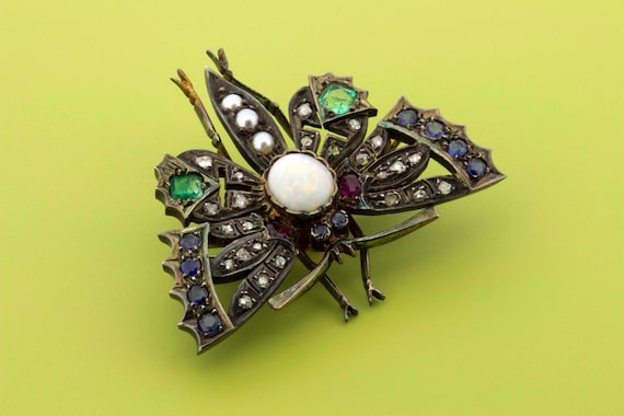 Georgian Butterfly Brooch with gemstones