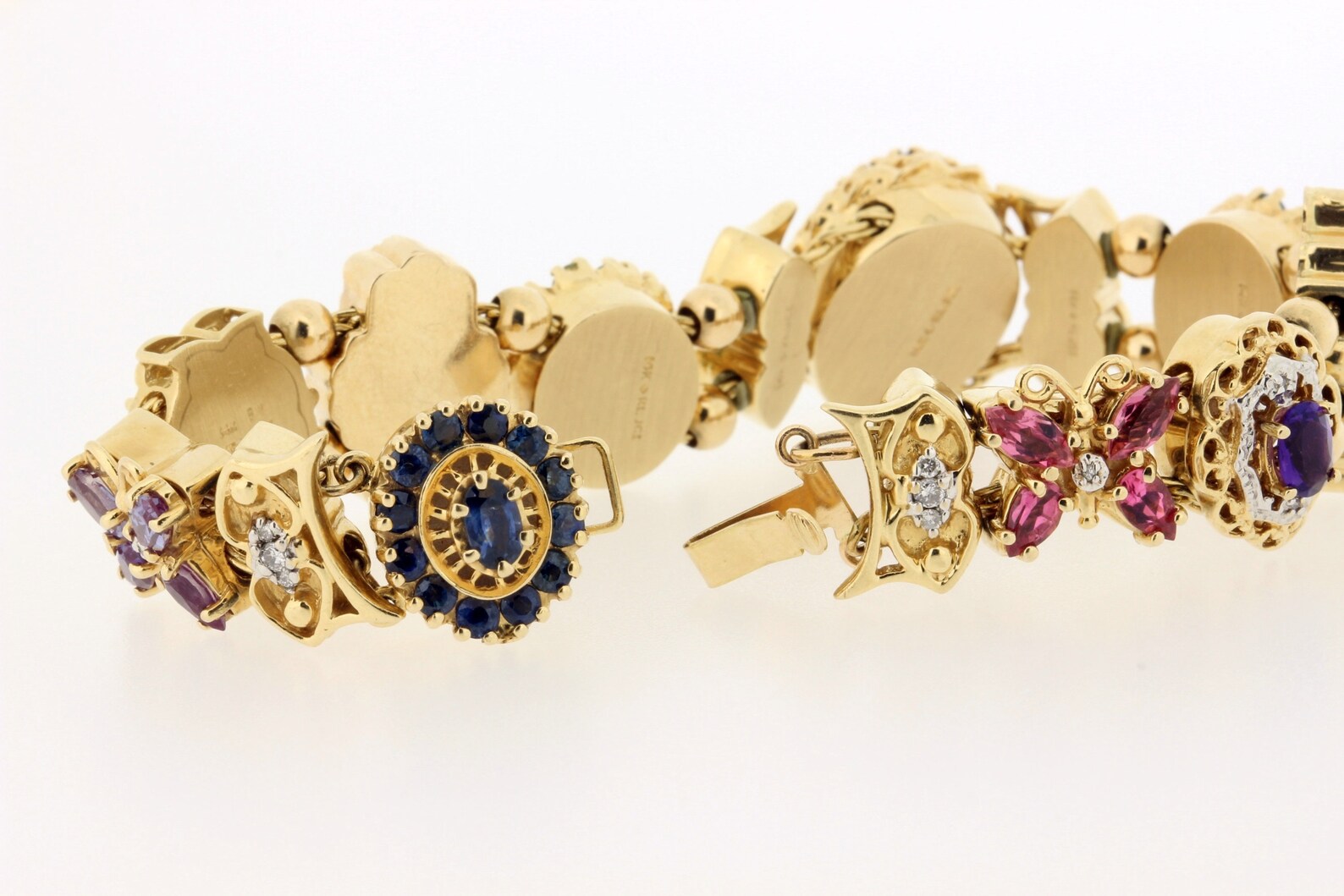 14K Yellow Gold Charm Slide Bracelet Vintage Etsy