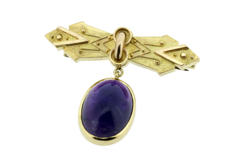 14K Gold Amethyst Brooch image 1