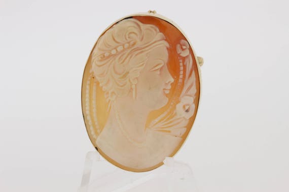 14K Gold Cameo Convertible Brooch Oval - image 1