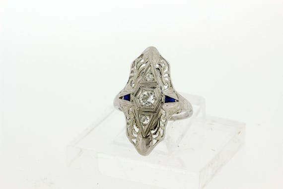 Vine Filigree Ring With Compass Points Diamonds a… - image 1