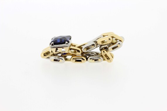 Gold Large Link Ring with Synthetic Sapphire  - image 5
