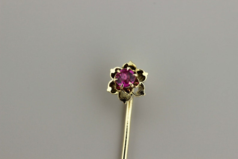 Flower Stick Pin With Synthetic Ruby - Etsy