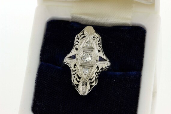 Vine Filigree Ring With Compass Points Diamonds a… - image 8