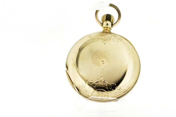 18K Gold Elgin Key Stem Engraved Pocket Watch 1873 - image 4