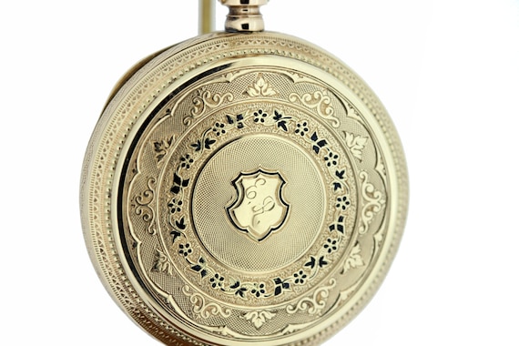 Louis Jacote Locle 14K Yellow Gold Pocket Watch w… - image 2