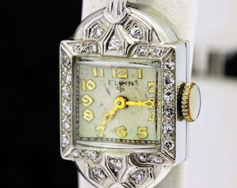 Elgin Platinum and DIamond Wrist Watch