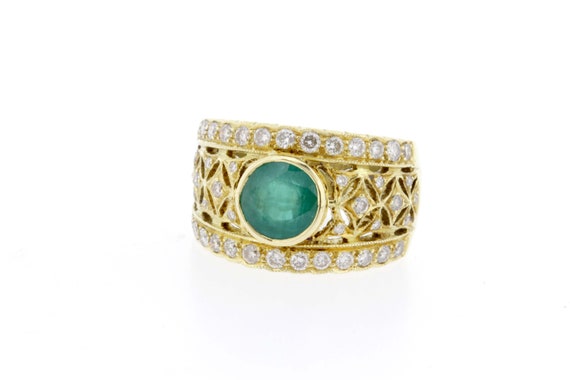 Stunning Vivid Green Emerald and Diamond Ring 18K… - image 5