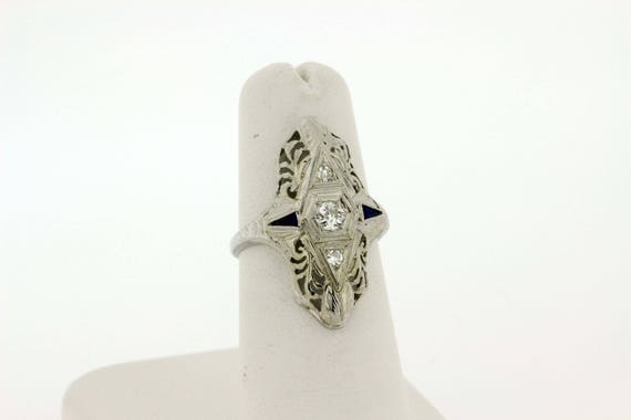 Vine Filigree Ring With Compass Points Diamonds a… - image 6