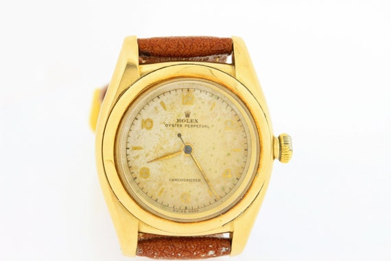 14K Yellow Gold Bubble Back Rolex 1947 Year Oyster Perpetual Chronometer Etsy Canada