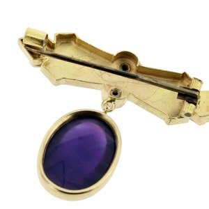 14K Gold Amethyst Brooch image 4