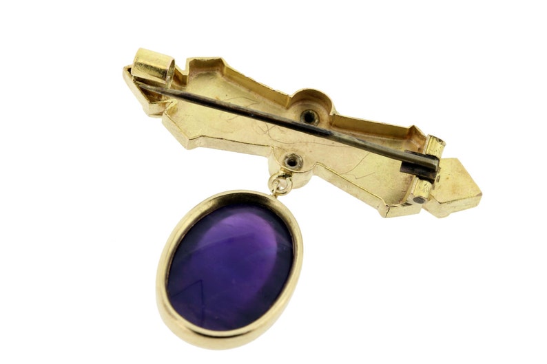 14K Gold Amethyst Brooch image 4